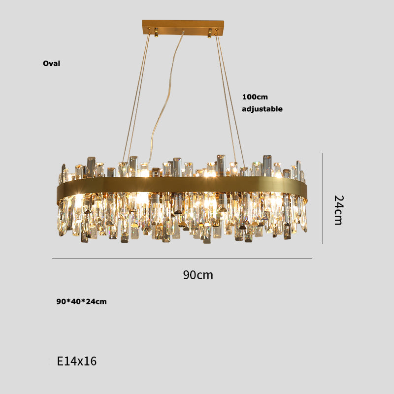 Crystal & Steel Retro Pendant Chandelier Chandelier - CozyWhims 90cm