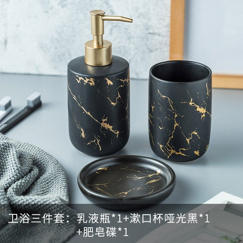 Nordic Matte Bathroom Accessories Set - CozyWhims 3pcs-Black