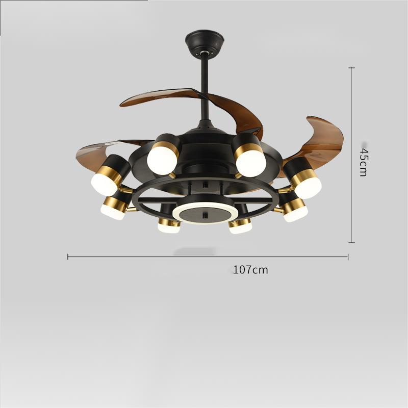 Modern Home Chandelier With Electric Fan - CozyWhims Black-8head-remote-control