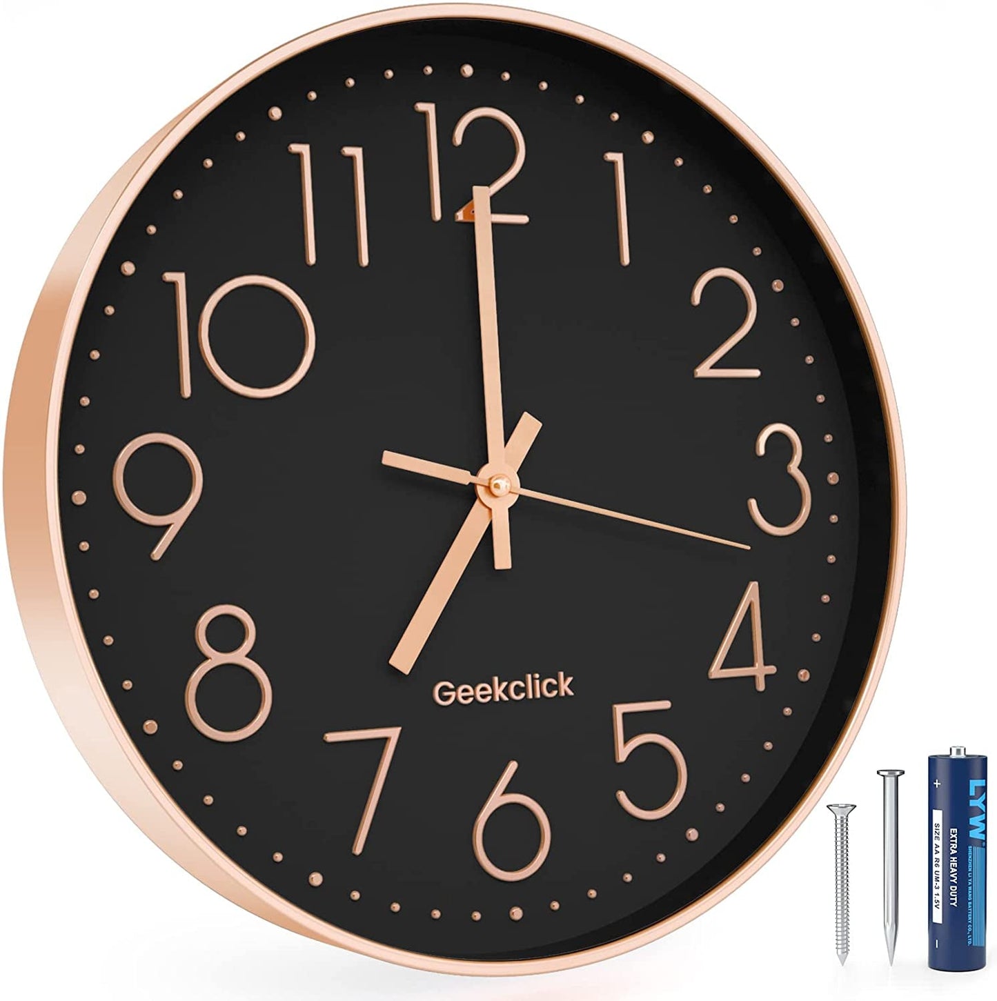 Silent Serenity Wall Clock - CozyWhims Rose-Gold-Black