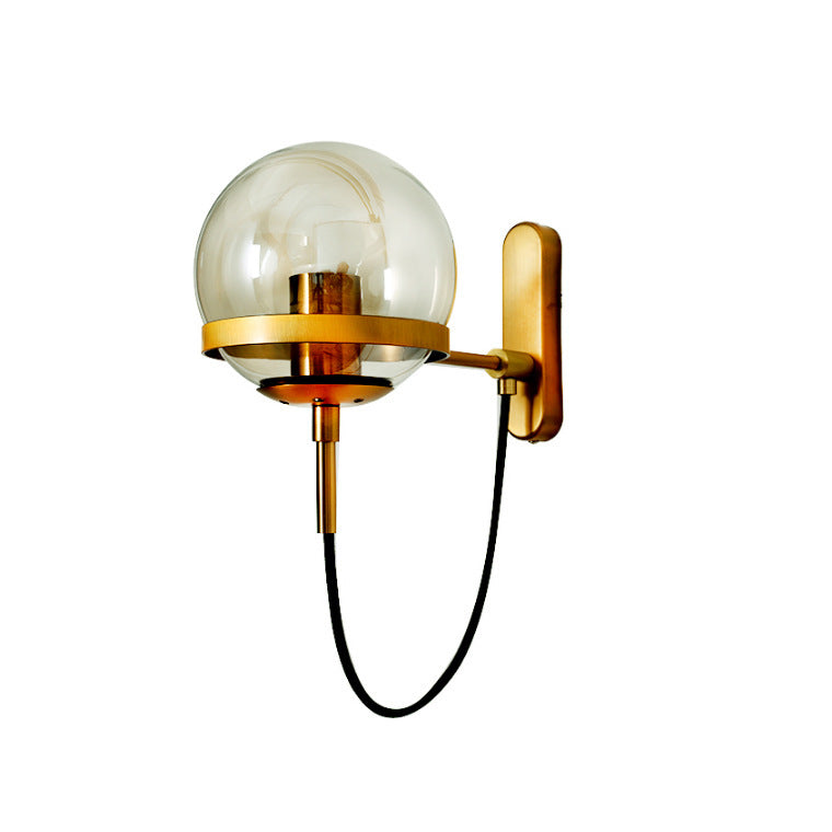 Glass Ball Wall Lamp Retro Restaurant Simple Hotel Bedside Lamp - CozyWhims A5A-With-light-source