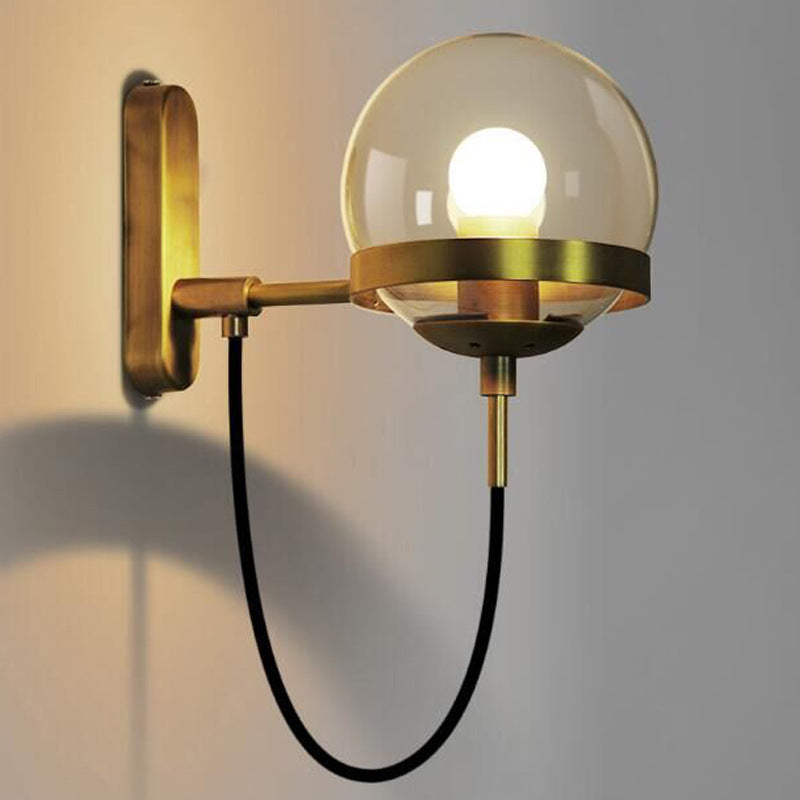 Glass Ball Wall Lamp Retro Restaurant Simple Hotel Bedside Lamp - CozyWhims A3A-With-light-source