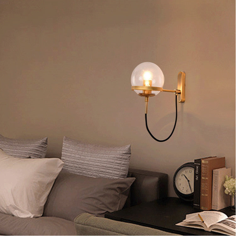 Glass Ball Wall Lamp Retro Restaurant Simple Hotel Bedside Lamp - CozyWhims A1A-With-light-source