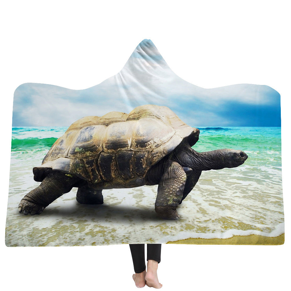 Hooded Blanket Cloak Thick Blanket Hood Blanket Household Blanket Ocean Tortoise Series