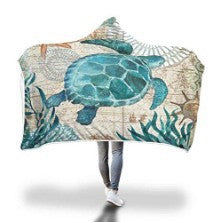 Hooded Blanket Cloak Thick Blanket Hood Blanket Household Blanket Ocean Tortoise Series