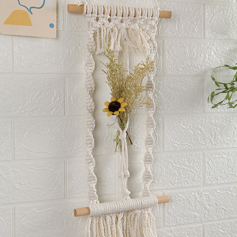 Woven Tapestry, Cotton Rope, Wall Hanging And Dried Flower Decoration - CozyWhims 