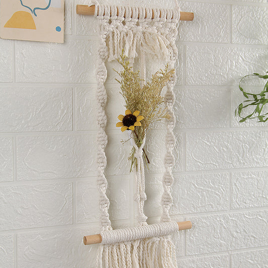 Woven Tapestry, Cotton Rope, Wall Hanging And Dried Flower Decoration - CozyWhims 