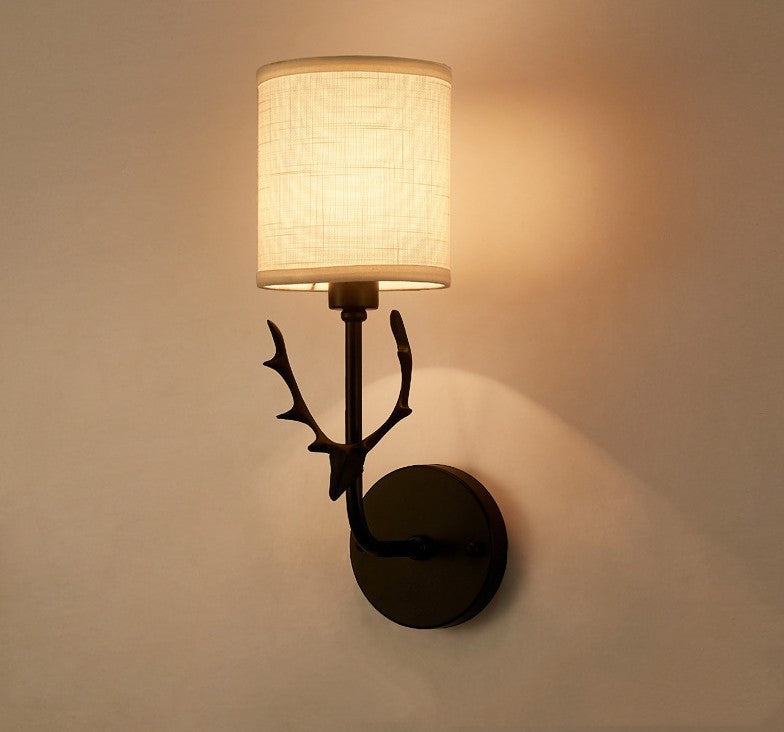 Modern Antler Glow Wall Lamp - CozyWhims Black-Antler-White-LampShade-No-light-source-9W