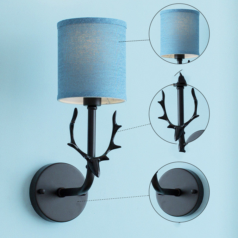 Modern Antler Glow Wall Lamp - CozyWhims Black-Antler-Blue-LampShade-No-light-source-9W