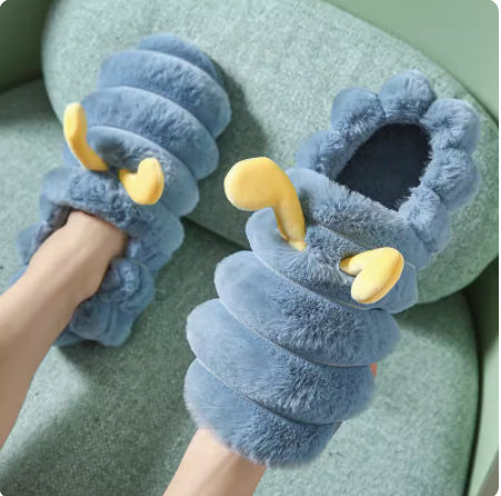 Women's Winter Bag And Home Warmth Cartoon Couple Anti Slip Cotton Slippers