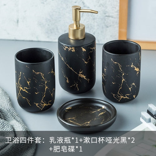 Nordic Matte Bathroom Accessories Set - CozyWhims 4pcs-Black