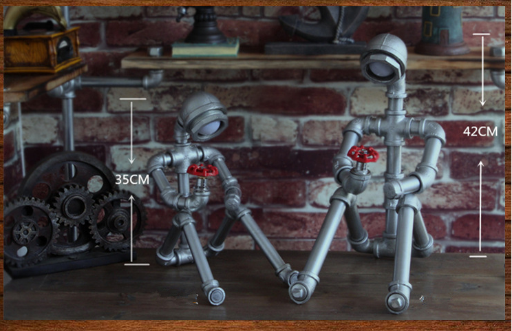 Retro Industrial Style Personality Water Pipe Robot Table Lamp - CozyWhims 