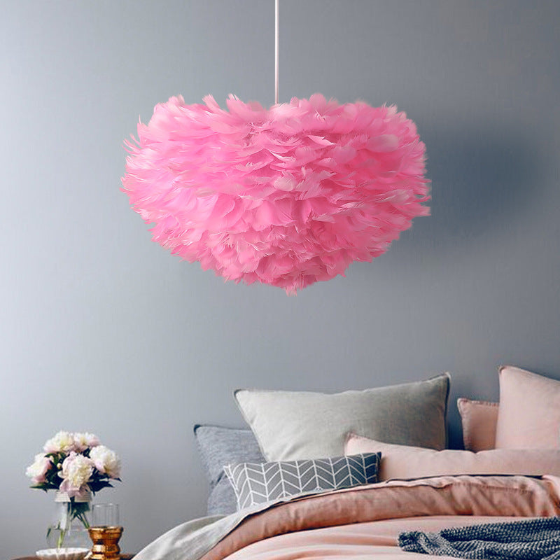 Feather Warm And Romantic Bedside Chandelier - CozyWhims Pink-30CM-Tricolor