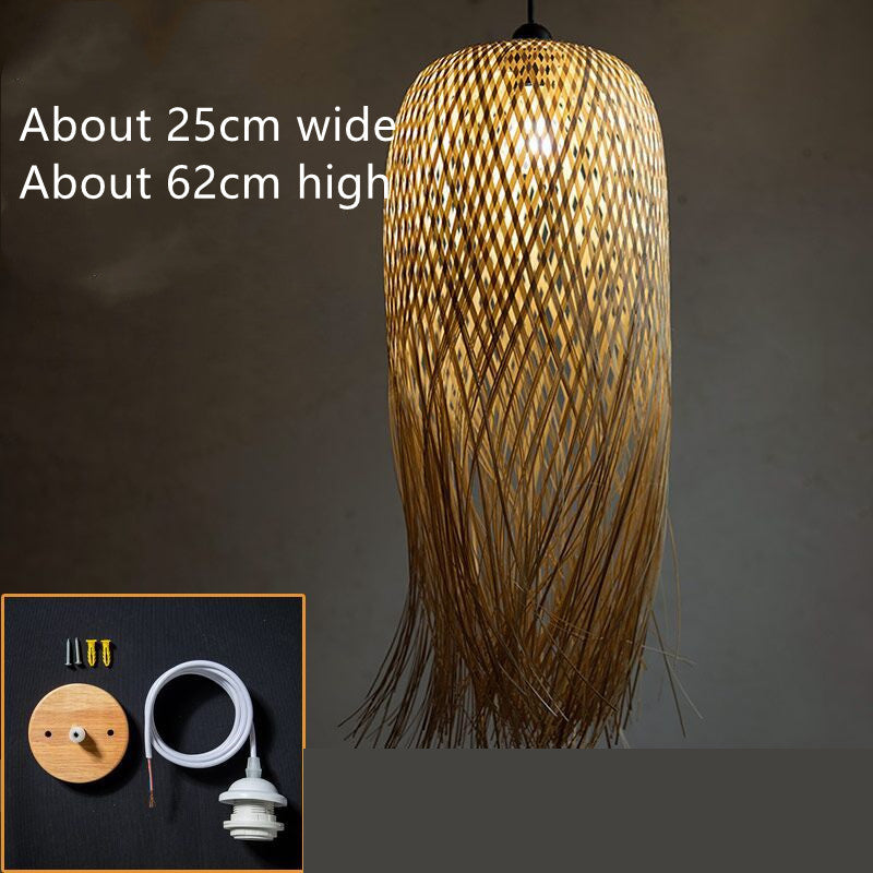 Zen Bamboo Weave Chandelier - CozyWhims 62x25cm