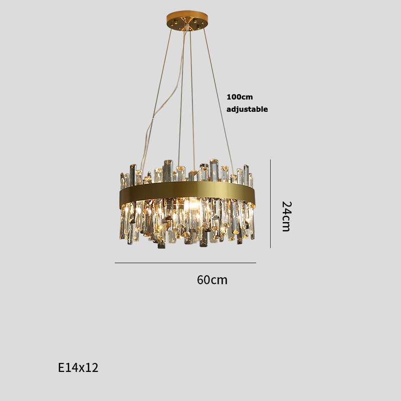 Crystal & Steel Retro Pendant Chandelier Chandelier - CozyWhims 60cm