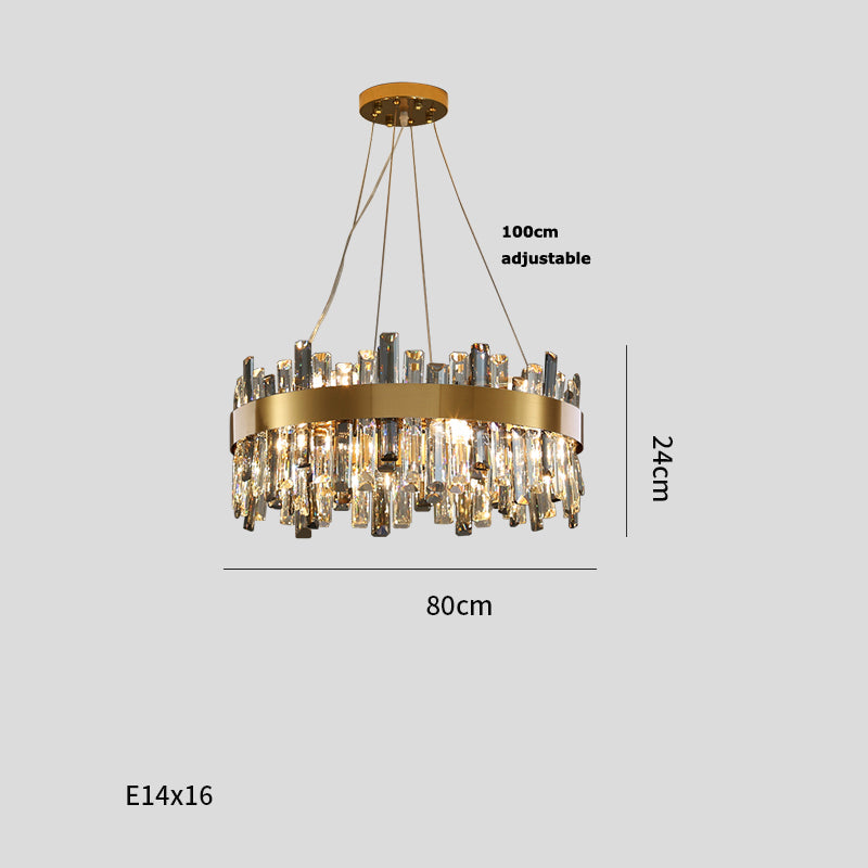 Crystal & Steel Retro Pendant Chandelier Chandelier - CozyWhims 80cm