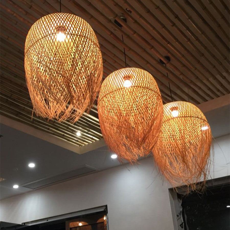 Zen Bamboo Weave Chandelier - CozyWhims 