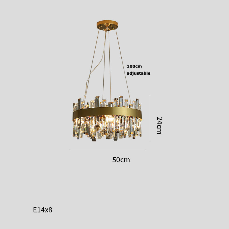 Crystal & Steel Retro Pendant Chandelier Chandelier - CozyWhims 50cm