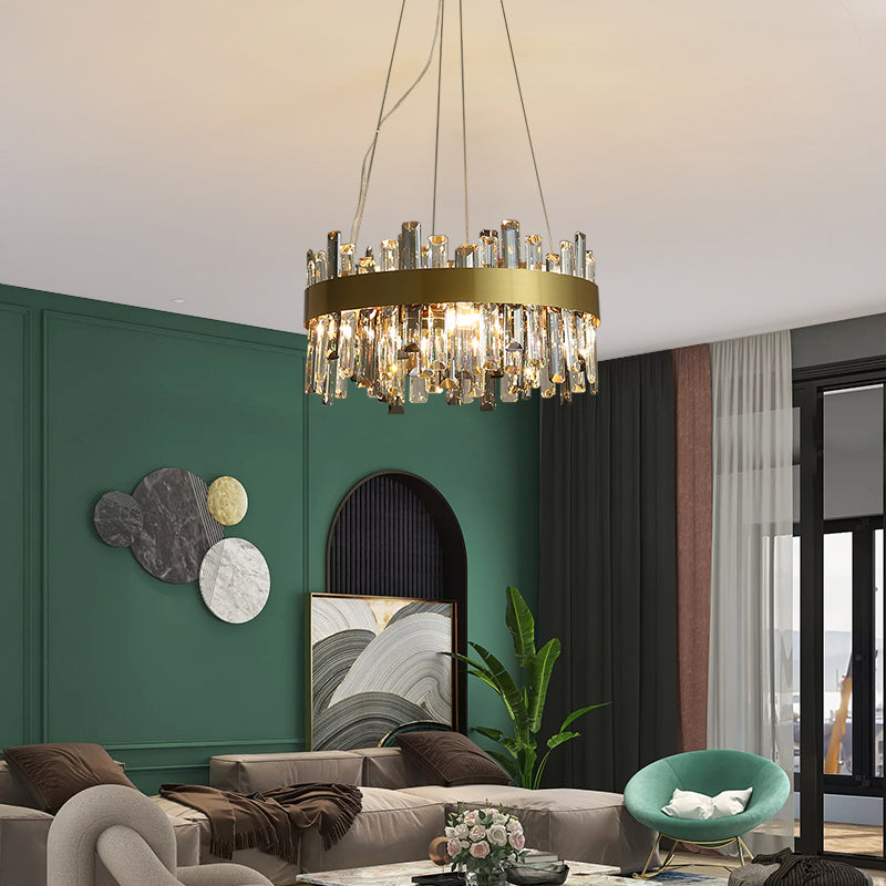 Crystal & Steel Retro Pendant Chandelier Chandelier - CozyWhims 