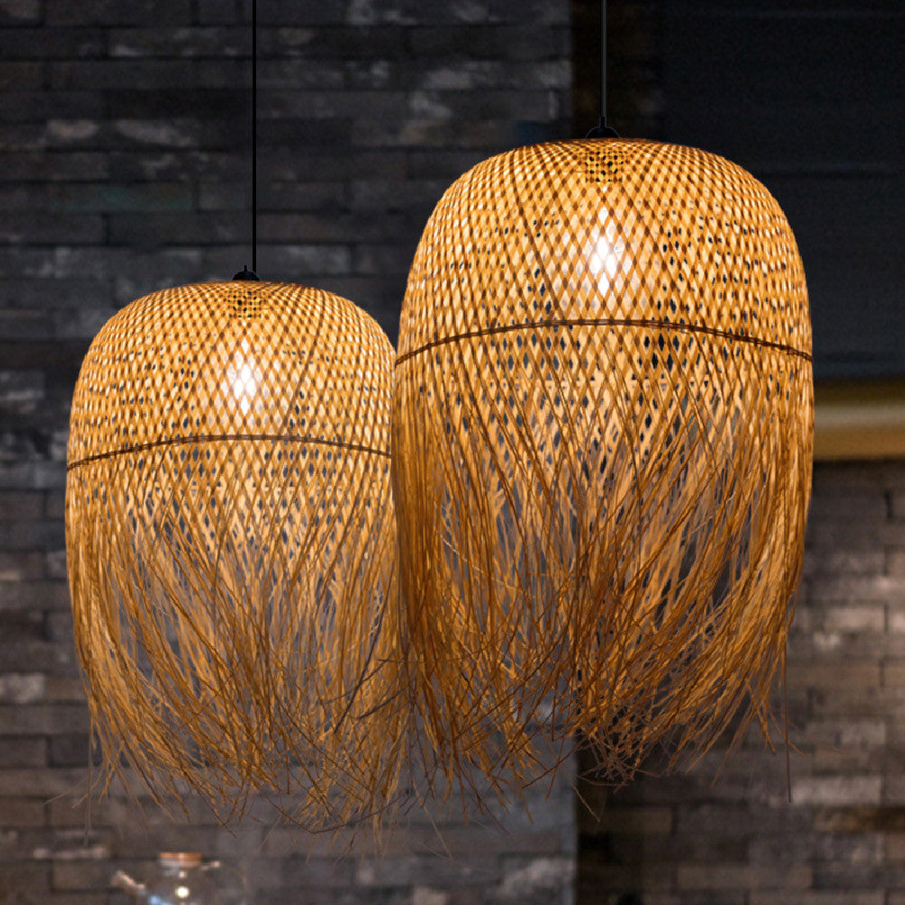 Zen Bamboo Weave Chandelier - CozyWhims 