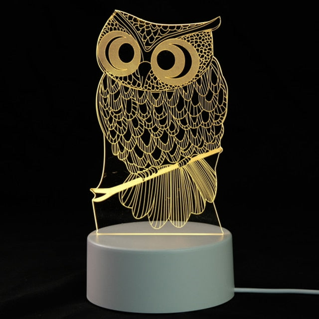 EnchantLight 3D LED Lamps - CozyWhims Owl