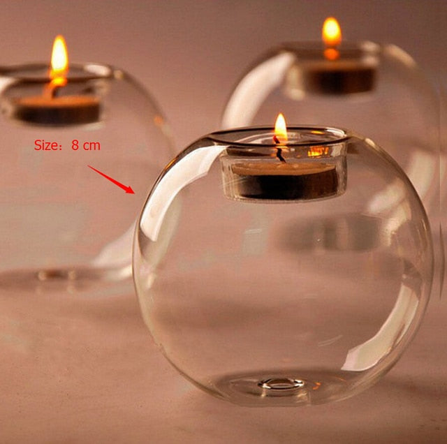 Europe-style Round Hollow Candle Glass - CozyWhims Glass-8-cm