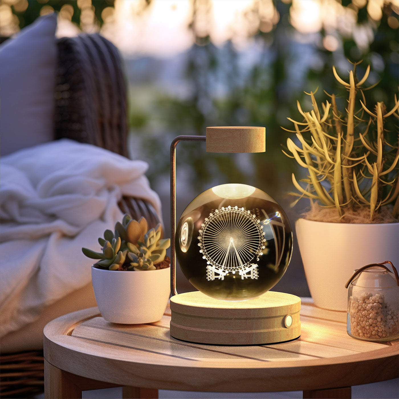 Crystal Ball Cosmic Dinosaur Indoor Night Light - USB Power Warm Cozy Bedside Light Perfect Gift Comforting Night Lamp - CozyWhims Ferris-wheel-Light-wood