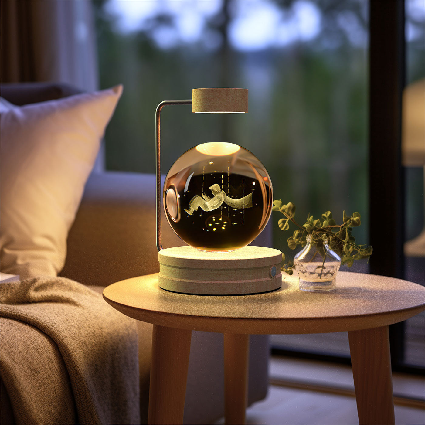 Crystal Ball Cosmic Dinosaur Indoor Night Light - USB Power Warm Cozy Bedside Light Perfect Gift Comforting Night Lamp - CozyWhims Starry-Sky-Little-Prince-Light-wood