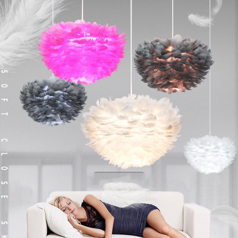 Feather Warm And Romantic Bedside Chandelier - CozyWhims 