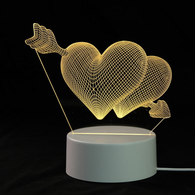 EnchantLight 3D LED Lamps - CozyWhims 2-Hearts