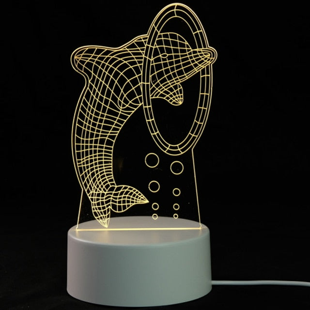 EnchantLight 3D LED Lamps - CozyWhims Dolphin