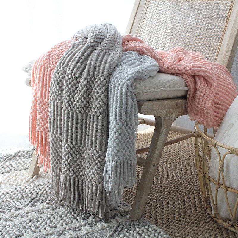 Nordic Knitted Blanket Woolen Blanket Blanket Bubble Blanket Sofa Blanket - CozyWhims 