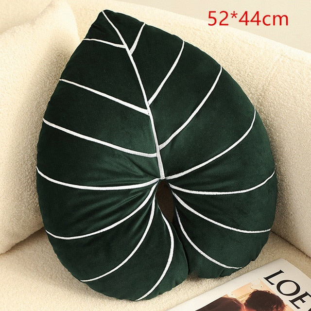 Green Leaf Plush Pillows - CozyWhims Pillow-02