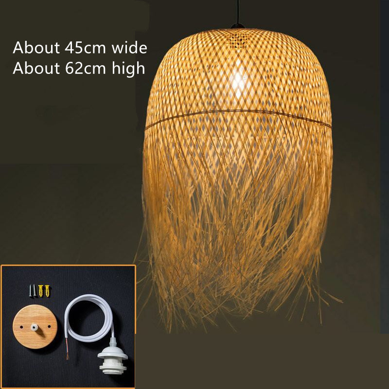 Zen Bamboo Weave Chandelier - CozyWhims 62x45cm