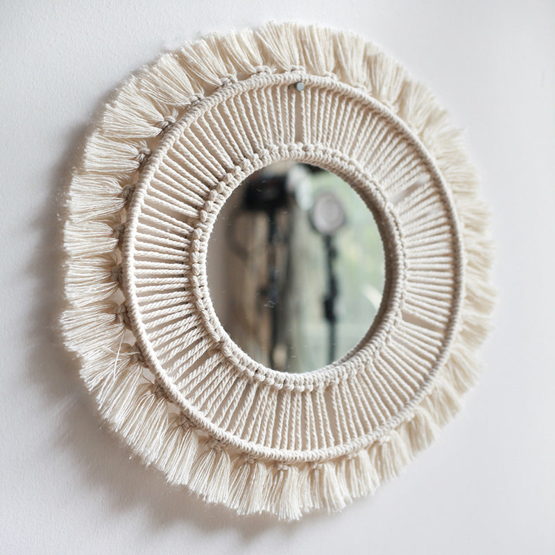 Rope Woven Tapestry Bedroom Wall Hanging Mirror - CozyWhims 