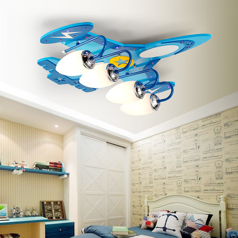 SkySail Fighter Jet Ceiling Lamp - CozyWhims With-warm-light-source-4heads-with-remote-control