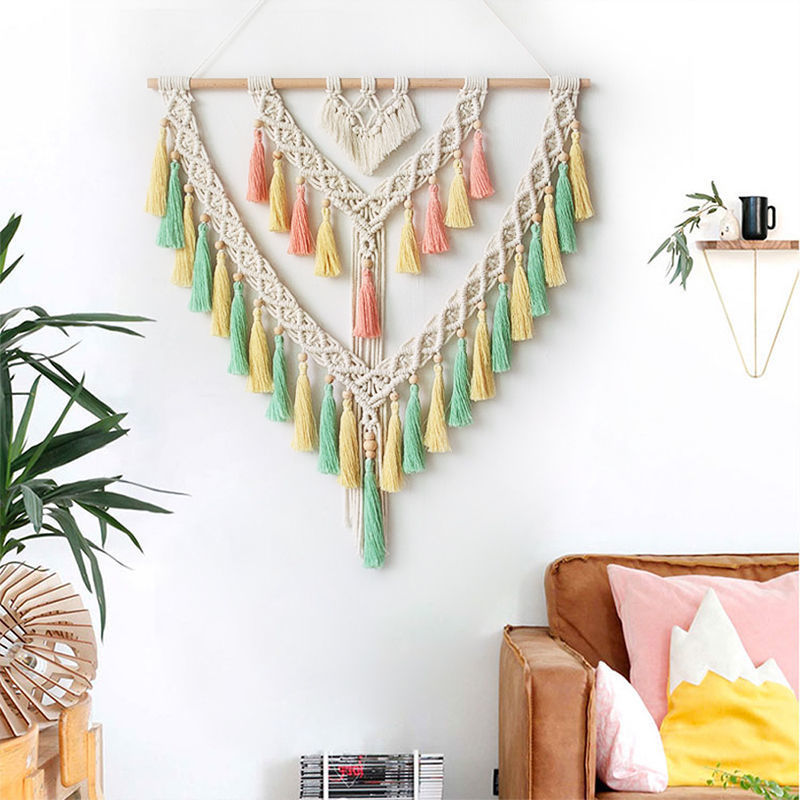 Tapestry Woven Large Handmade Wall Pendant Indoor Bedroom - CozyWhims Colorful-Su-tapestry