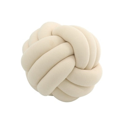 Knotted Ball Throw Pillow - CozyWhims Beige-27X27cm