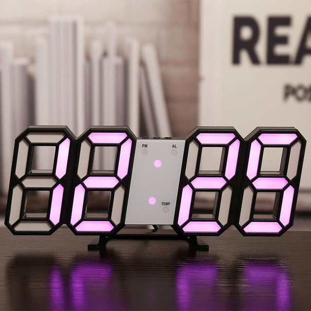 LED Digital Wall Clock - CozyWhims Purple-light