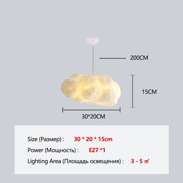 Floating Cloud Chandelier Lamp - CozyWhims Warm-White-Light-30cm