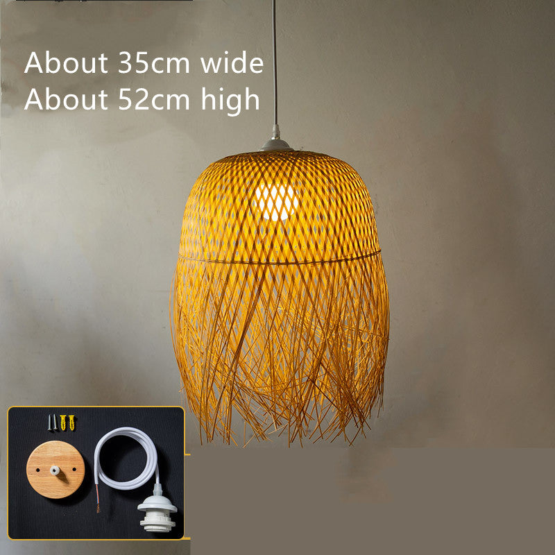 Zen Bamboo Weave Chandelier - CozyWhims 52x35cm