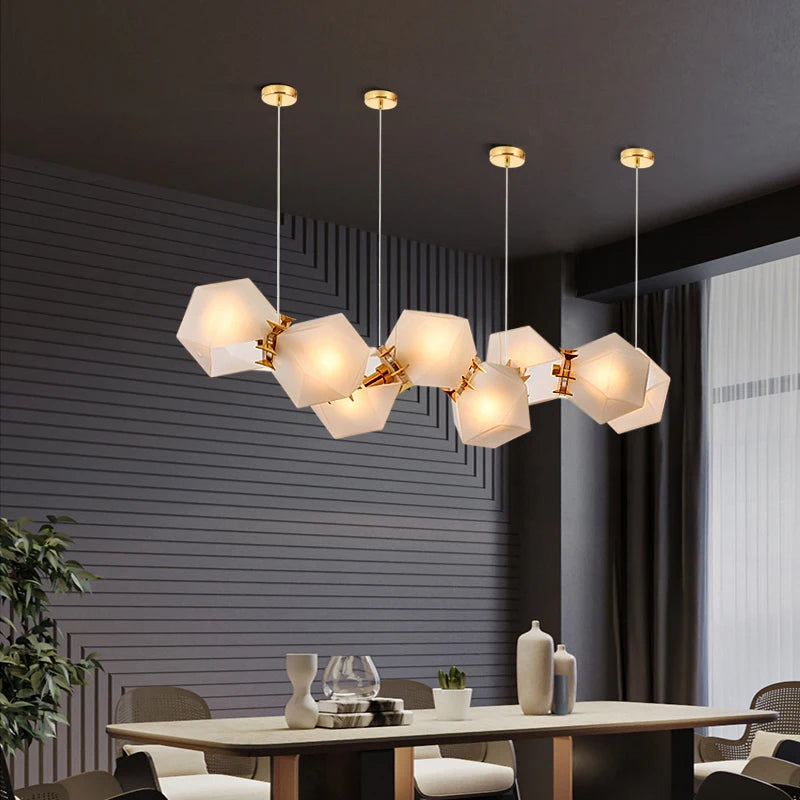 Postmodern Glass Ball LED Chandelier Nordic Home Decoration  Club Front Desk Hanging Light Office Restaurant Ceiling Chandelier - CozyWhims 