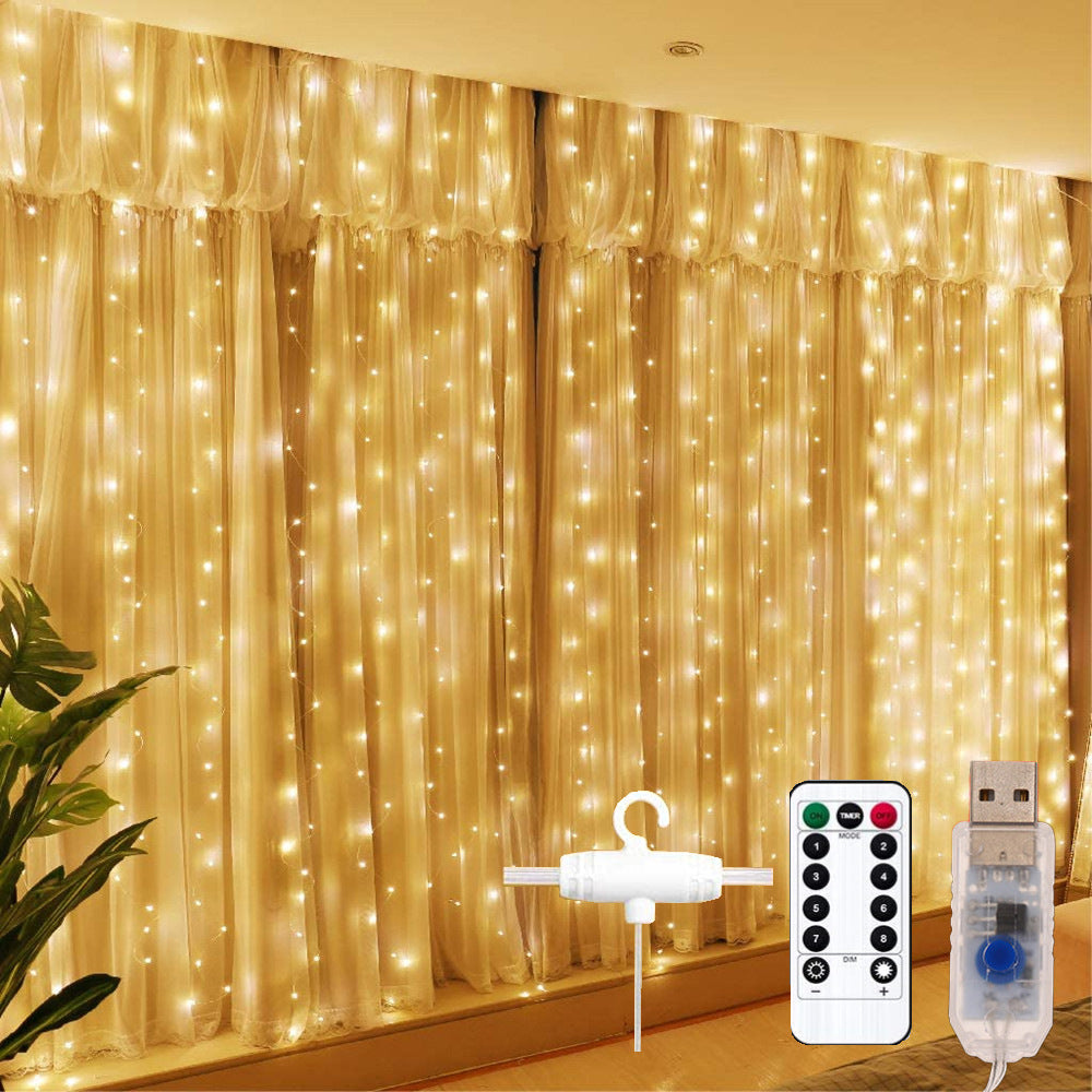 LED Curtain Lights with Remote Control for Room Decoration - Popular Starry Christmas Lights for Bedroom Setting - CozyWhims 