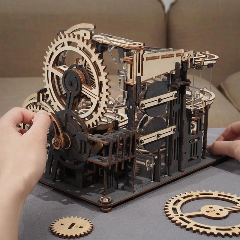 Robotime Rokr Marble Run Set 5 Kinds 3D Wooden Puzzle DIY Model Building Block Kits Assembly Toy Gift for Teens Adult Night City - CozyWhims 