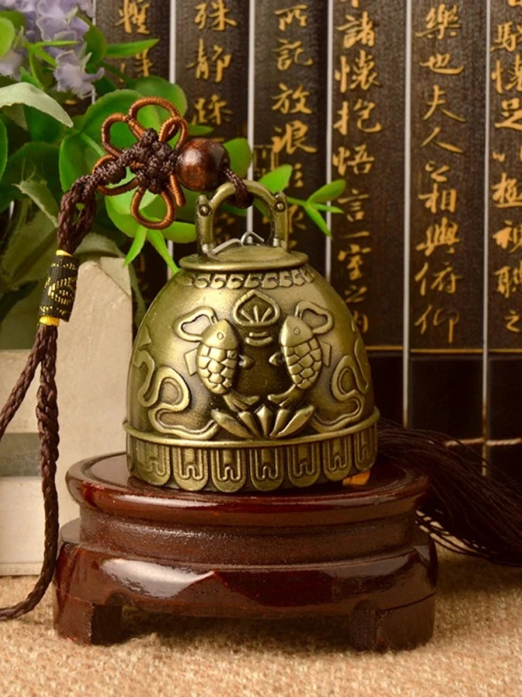 Feng shui Buddhism Copper Bell Religious Wind Bell Buddha Home Hanging Decoration Blessing for Luck Wind Chime Car Decor Crafts - CozyWhims 