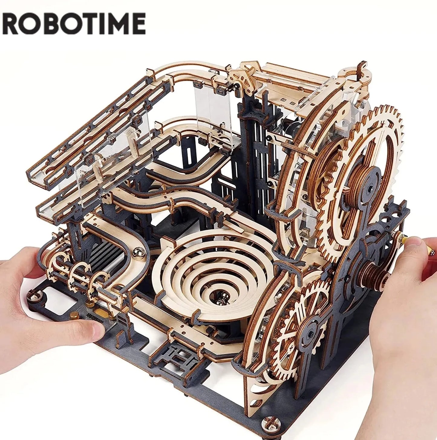 Robotime Rokr Marble Run Set 5 Kinds 3D Wooden Puzzle DIY Model Building Block Kits Assembly Toy Gift for Teens Adult Night City - CozyWhims 