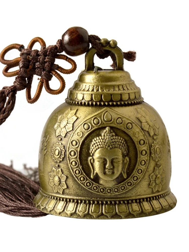 Feng shui Buddhism Copper Bell Religious Wind Bell Buddha Home Hanging Decoration Blessing for Luck Wind Chime Car Decor Crafts - CozyWhims 