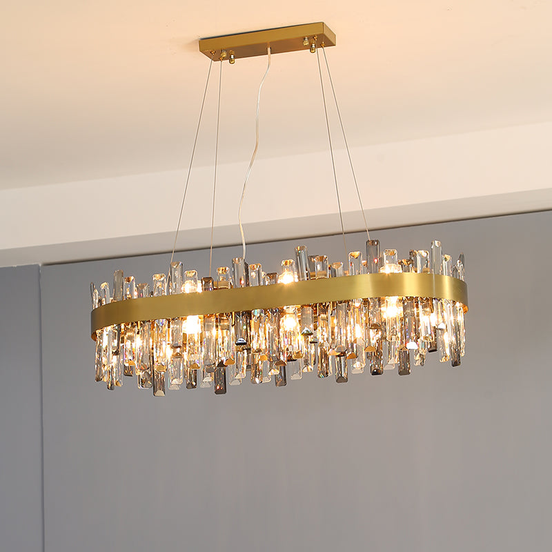 Crystal & Steel Retro Pendant Chandelier Chandelier - CozyWhims 