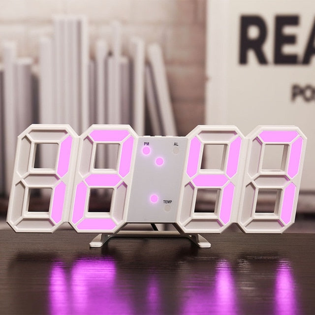 LED Digital Wall Clock - CozyWhims Pink-light