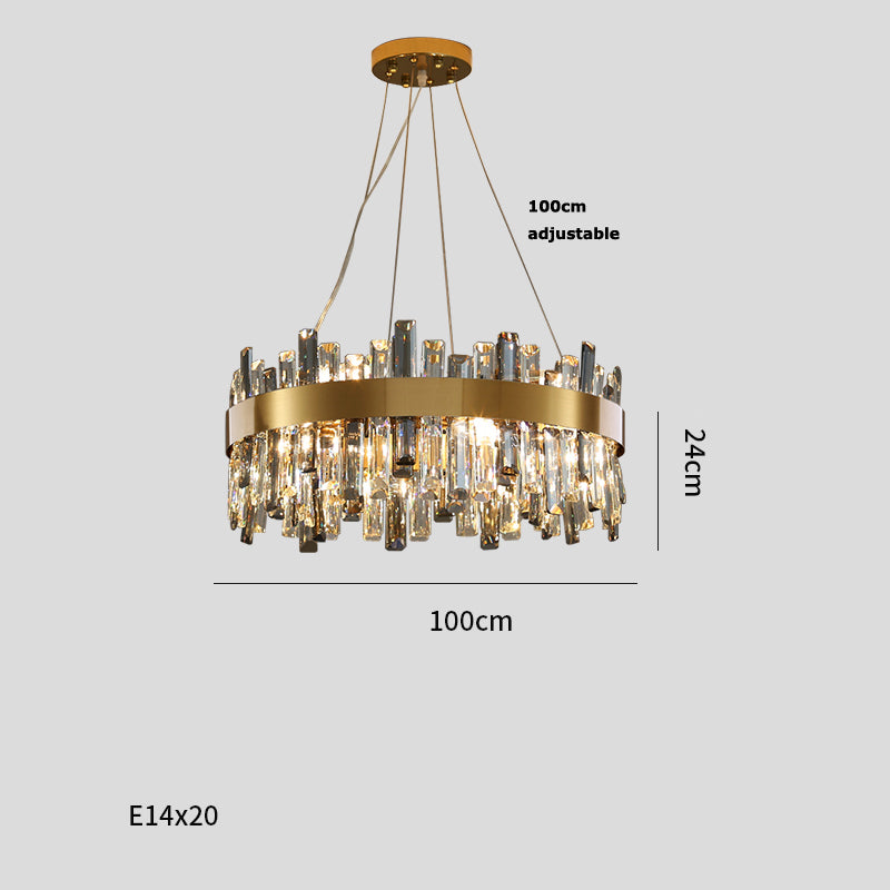 Crystal & Steel Retro Pendant Chandelier Chandelier - CozyWhims 100cm